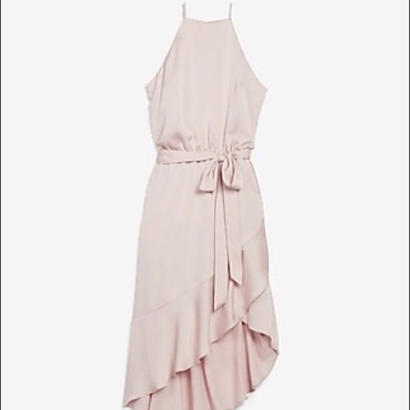 Nwt Express Asymmetrical Blush Pink Halter Dress - Picture 1 of 10